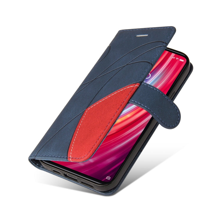 For Xiaomi Redmi Note 8 Pro Dual-color Splicing Horizontal Flip PU Leather Case with Holder & Card Slots & Wallet(Blue) - Xiaomi Cases by buy2fix | Online Shopping UK | buy2fix
