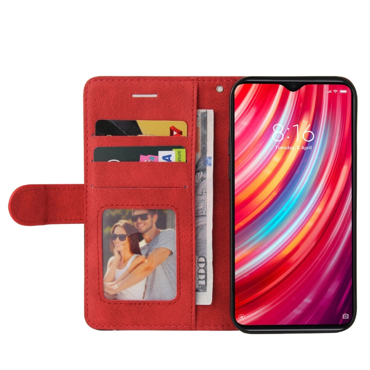 For Xiaomi Redmi Note 8 Pro Dual-color Splicing Horizontal Flip PU Leather Case with Holder & Card Slots & Wallet(Red) - Xiaomi Cases by buy2fix | Online Shopping UK | buy2fix