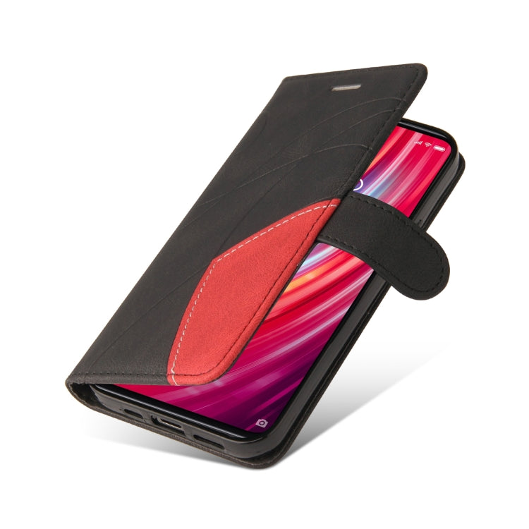 For Xiaomi Redmi Note 8 Pro Dual-color Splicing Horizontal Flip PU Leather Case with Holder & Card Slots & Wallet(Black) - Xiaomi Cases by buy2fix | Online Shopping UK | buy2fix