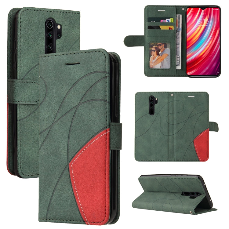 For Xiaomi Redmi Note 8 Pro Dual-color Splicing Horizontal Flip PU Leather Case with Holder & Card Slots & Wallet(Green) - Xiaomi Cases by buy2fix | Online Shopping UK | buy2fix