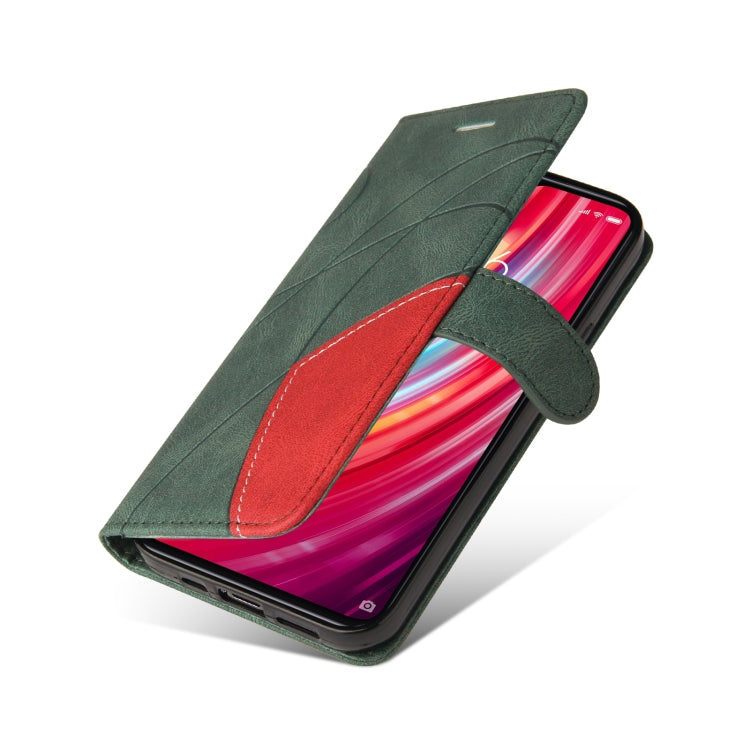 For Xiaomi Redmi Note 8 Pro Dual-color Splicing Horizontal Flip PU Leather Case with Holder & Card Slots & Wallet(Green) - Xiaomi Cases by buy2fix | Online Shopping UK | buy2fix