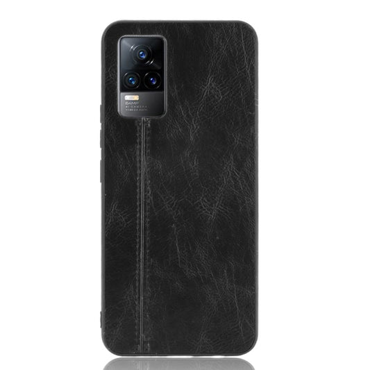 For vivo V21e Shockproof Sewing Cow Skin Texture PC + PU + TPU Case(Black) by buy2fix