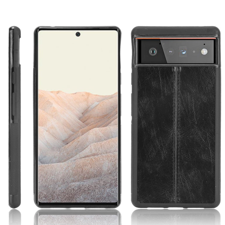 For Google Pixel 6 Pro Shockproof Sewing Cow Skin Texture PC + PU + TPU Case(Black) - Google Cases by buy2fix | Online Shopping UK | buy2fix