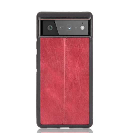 For Google Pixel 6 Pro Shockproof Sewing Cow Skin Texture PC + PU + TPU Case(Red) by buy2fix