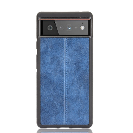 For Google Pixel 6 Pro Shockproof Sewing Cow Skin Texture PC + PU + TPU Case(Blue) by buy2fix
