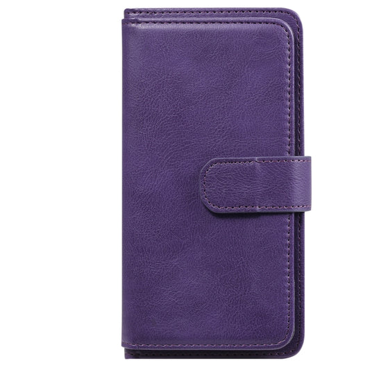 For Xiaomi Redmi Note 10 5G Multifunctional Magnetic Copper Buckle Horizontal Flip Solid Color Leather Case with 10 Card Slots & Wallet & Holder & Photo Frame(Purple) by buy2fix