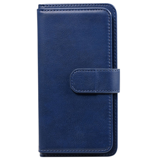 For Xiaomi Redmi Note 10 5G Multifunctional Magnetic Copper Buckle Horizontal Flip Solid Color Leather Case with 10 Card Slots & Wallet & Holder & Photo Frame(Dark Blue) by buy2fix
