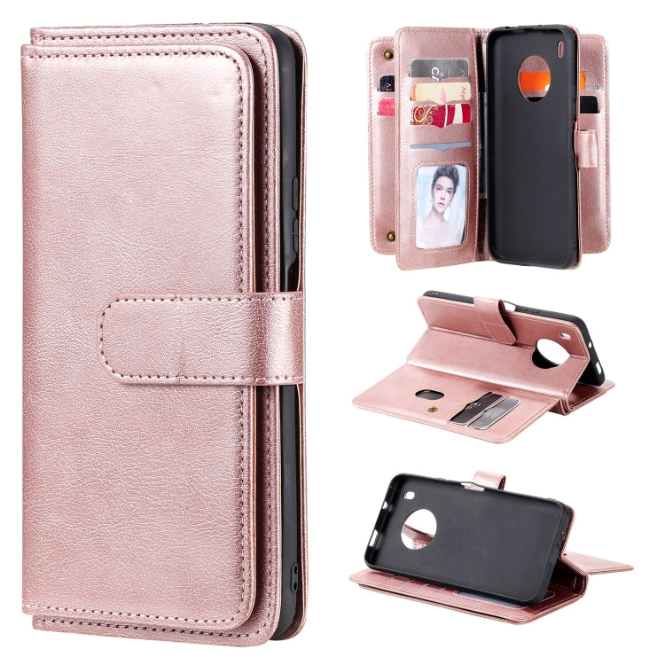 For Huawei Y9a Multifunctional Magnetic Copper Buckle Horizontal Flip Solid Color Leather Case with 10 Card Slots & Wallet & Holder & Photo Frame(Rose Gold) - Huawei Cases by buy2fix | Online Shopping UK | buy2fix