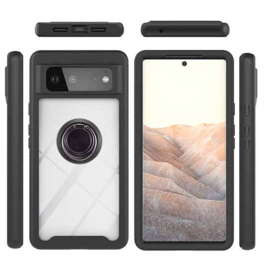 For Google Pixel 6 Starry Sky Solid Color Series Shockproof PC + TPU Protective Case with Ring Holder & Magnetic Function(Black) by buy2fix
