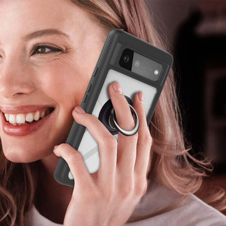 For Google Pixel 6 Starry Sky Solid Color Series Shockproof PC + TPU Protective Case with Ring Holder & Magnetic Function(Black) by buy2fix