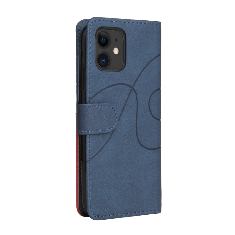 For iPhone 11 Dual-color Splicing Horizontal Flip PU Leather Case with Holder & Card Slots & Wallet (Blue) - iPhone 11 Cases by buy2fix | Online Shopping UK | buy2fix