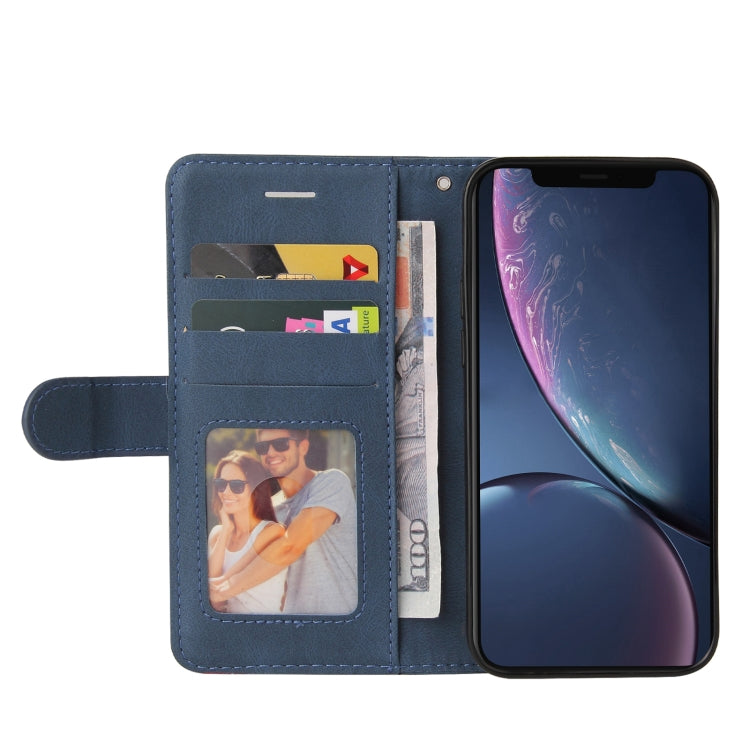 For iPhone 11 Dual-color Splicing Horizontal Flip PU Leather Case with Holder & Card Slots & Wallet (Blue) - iPhone 11 Cases by buy2fix | Online Shopping UK | buy2fix