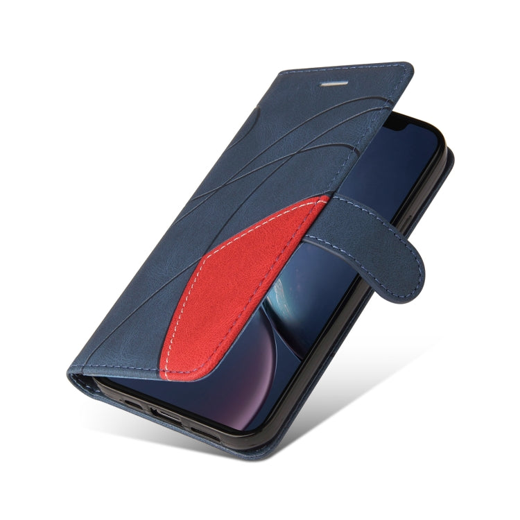 For iPhone 11 Dual-color Splicing Horizontal Flip PU Leather Case with Holder & Card Slots & Wallet (Blue) - iPhone 11 Cases by buy2fix | Online Shopping UK | buy2fix