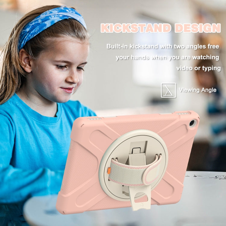 For Amazon Kindle Fire HD 10 2021 Silicone + PC Protective Case with Holder & Shoulder Strap(Rose Gold) by buy2fix