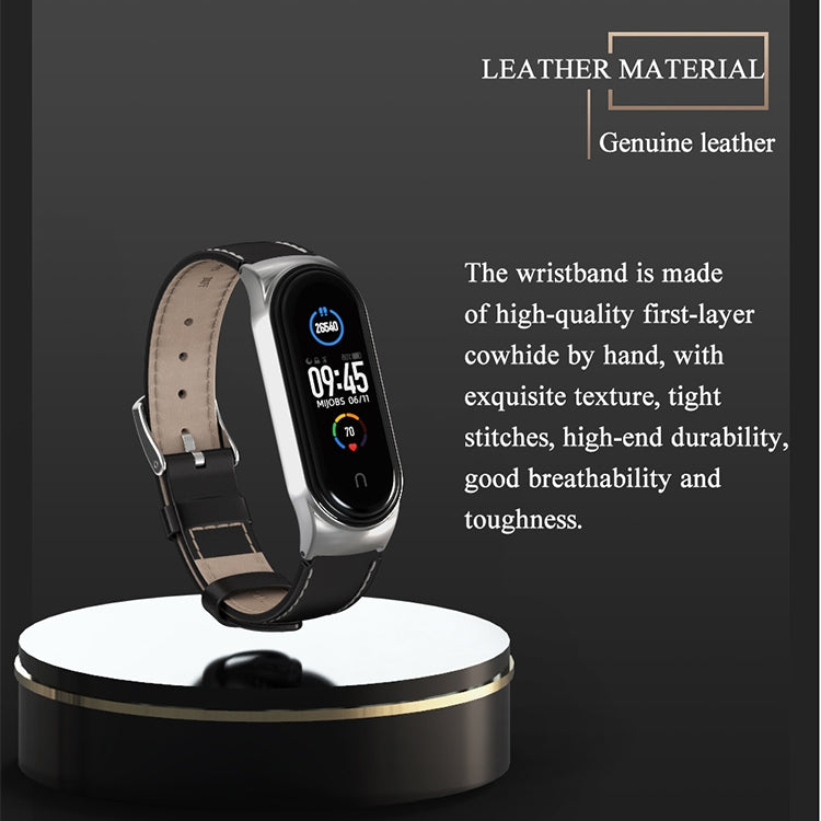 For Xiaomi Mi Band 6 / 5 / 4 / 3 Mijobs CS Microfiber Leather Watch Band(Black + Silver) - Watch Bands by MIJOBS | Online Shopping UK | buy2fix