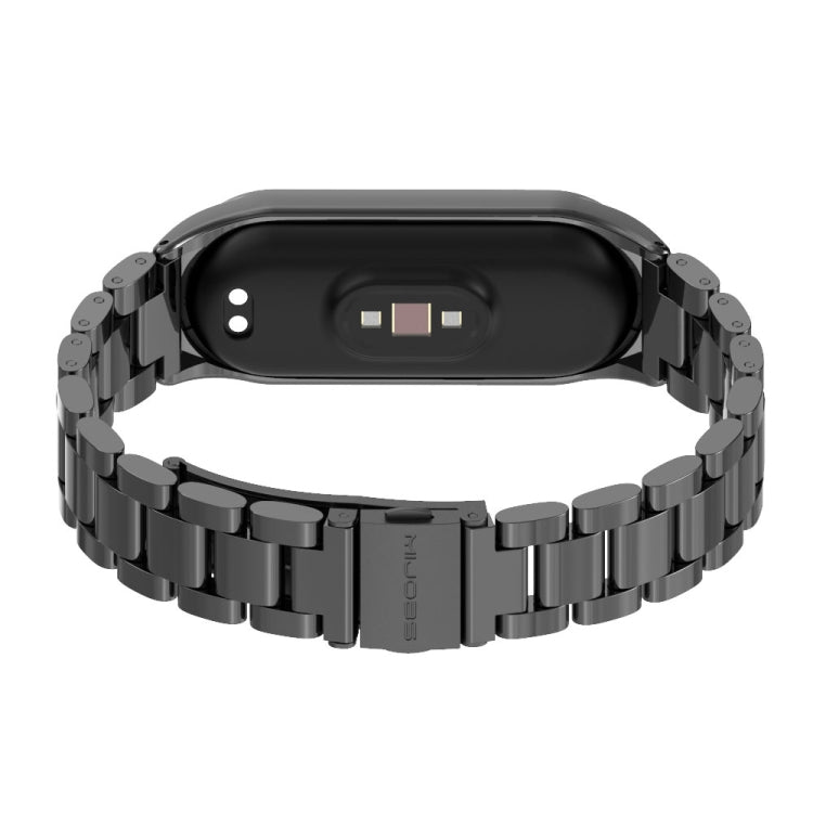 For Xiaomi Mi Band 6 / 5 / 4 / 3 Mijobs CS Metal Three Bead Stainless Steel Watch Band(Black) - Watch Bands by MIJOBS | Online Shopping UK | buy2fix
