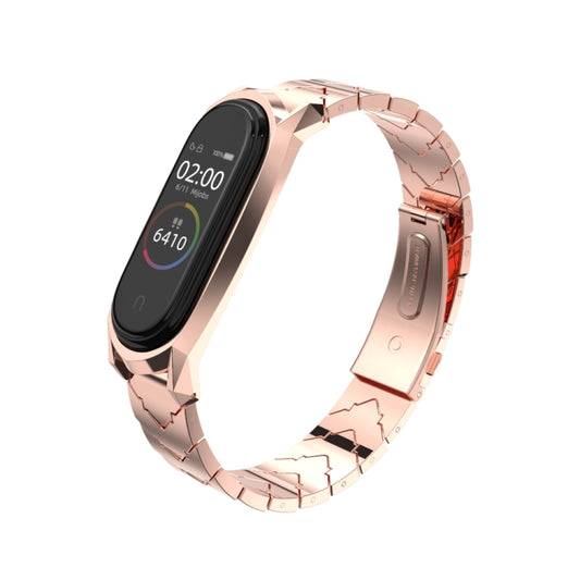 For Xiaomi Mi Band 6 / 5 / 4 / 3 Mijobs GT Metal Stainless Steel V Type Watch Band(Rose Gold) by MIJOBS