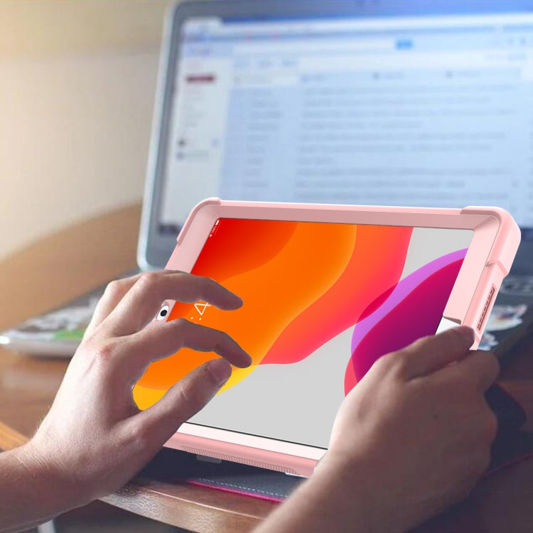 For iPad 10.2 2021 / 2020 / 2019 Silicone + PC Shockproof Protective Case with Holder(Rose Gold) by buy2fix