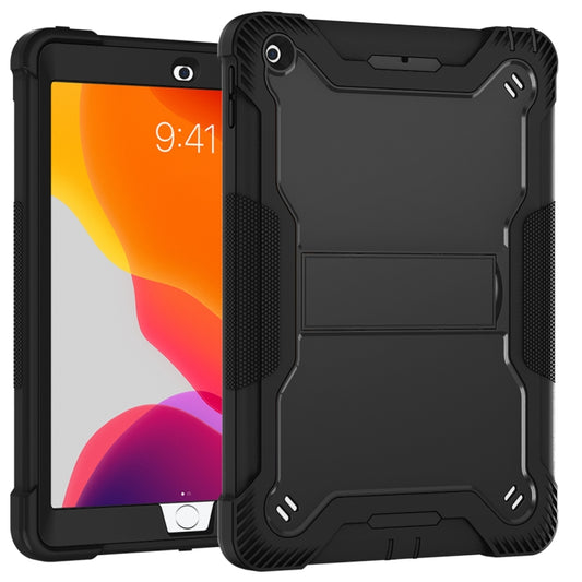 For iPad 10.2 2021 / 2020 / 2019 Silicone + PC Shockproof Protective Case with Holder(Black) by buy2fix