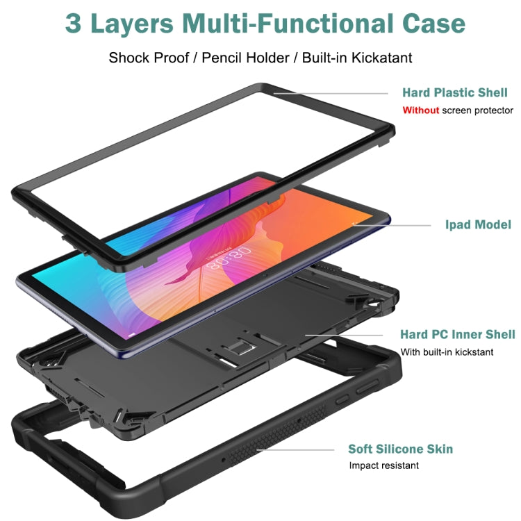 For Huawei MatePad T 10s / 10 Silicone + PC Shockproof Protective Case with Holder(Black) - Huawei by buy2fix | Online Shopping UK | buy2fix