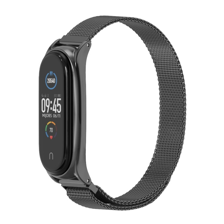 For Xiaomi Mi Band 6 / 5 / 4 / 3 Mijobs Milan Magnetic Plus Stainless Steel Watch Band(Black) - Watch Bands by MIJOBS | Online Shopping UK | buy2fix