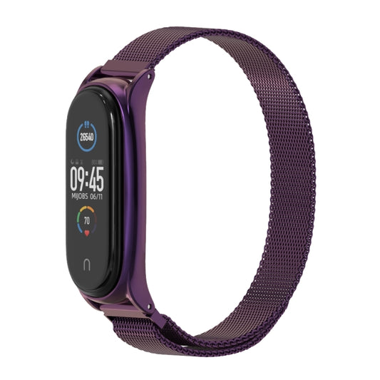 For Xiaomi Mi Band 6 / 5 / 4 / 3 Mijobs Milan Magnetic Plus Stainless Steel Watch Band(Purple) by MIJOBS