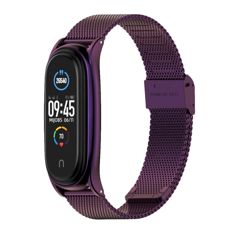 For Xiaomi Mi Band 6 / 5 / 4 / 3 Mijobs Milan Buckle Plus Stainless Steel Watch Band(Purple) - Watch Bands by MIJOBS | Online Shopping UK | buy2fix
