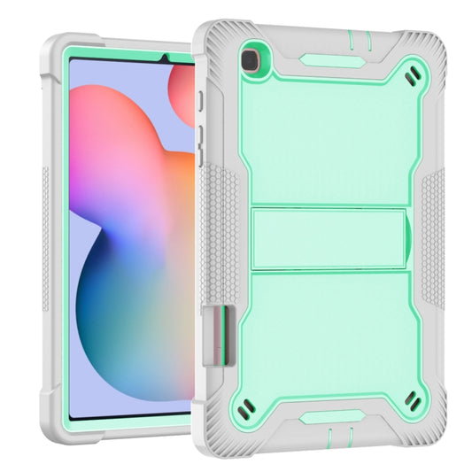 For Samsung Galaxy Tab S6 Lite Silicone + PC Shockproof Protective Case with Holder(Gray + Green) by buy2fix