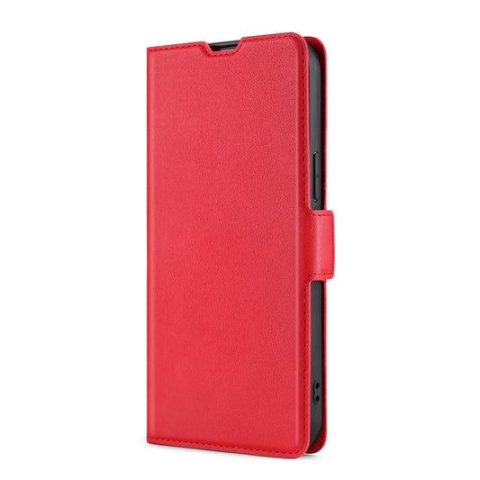 For iPhone 12 Pro Max Ultra-thin Voltage Side Buckle PU + TPU Horizontal Flip Leather Case with Holder & Card Slot(Red) by buy2fix