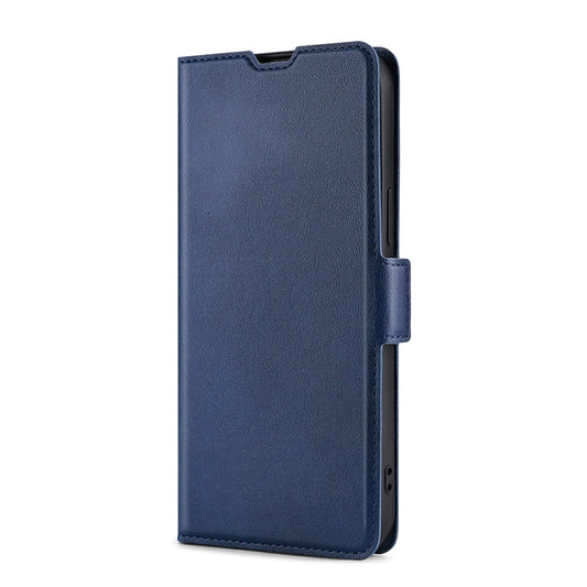 For iPhone XR Ultra-thin Voltage Side Buckle PU + TPU Horizontal Flip Leather Case with Holder & Card Slot(Blue) by buy2fix
