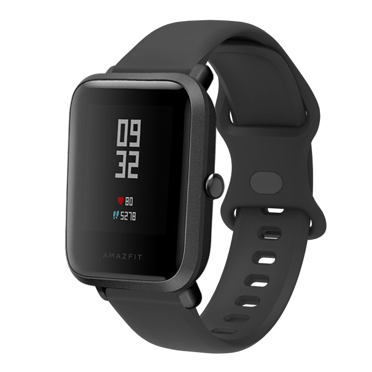 22mm For Amazfit GTS 2e Butterfly Buckle Silicone Watch Band(Black) - Watch Bands by buy2fix | Online Shopping UK | buy2fix