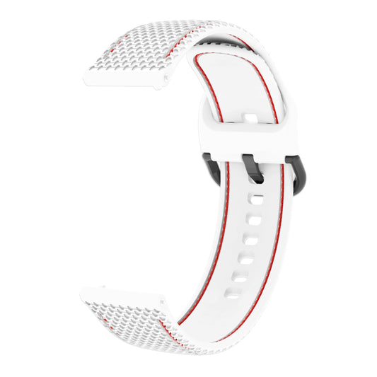 20mm For Samsung Galaxy Watch Active 2 Two-color Stitching Silicone Watch Band(White) by buy2fix