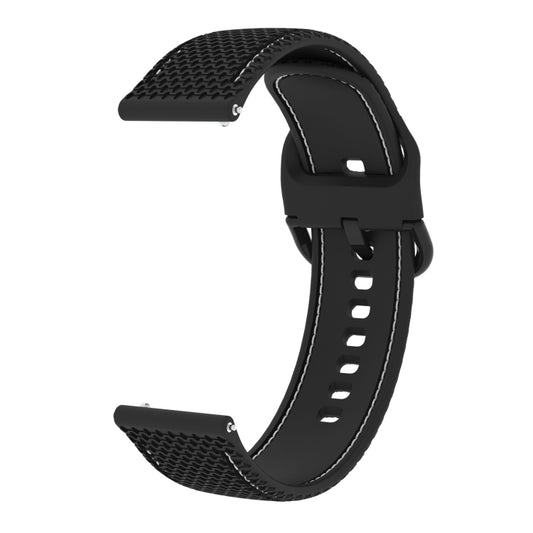20mm For Samsung Galaxy Watch Active 2 Two-color Stitching Silicone Watch Band(Black+White Line) by buy2fix