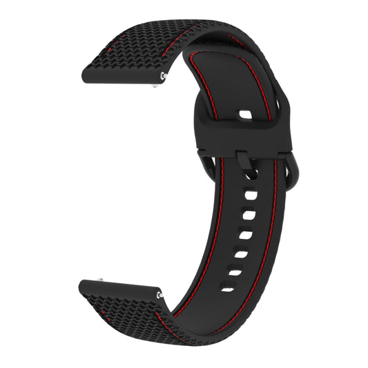 20mm For Samsung Galaxy Watch Active 2 Two-color Stitching Silicone Watch Band(Black+Red Line) by buy2fix