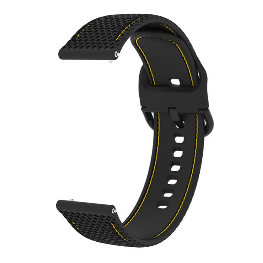 20mm For Samsung Galaxy Watch Active 2 Two-color Stitching Silicone Watch Band(Black+Yellow Line) by buy2fix