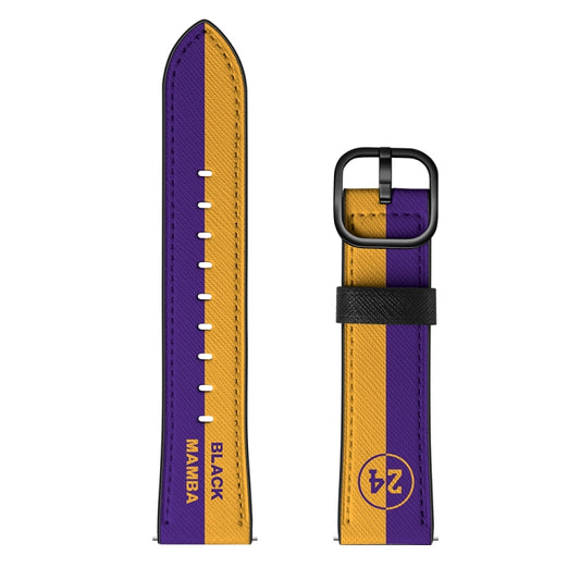 22mm For Xiaomi Haylou RT RS3 LS04 / LS05S Universal Printed Leather Watch Band(Yellow Purple Stripes) by MIJOBS