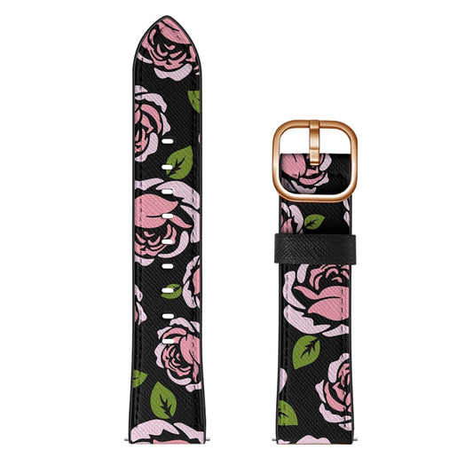 22mm For Xiaomi Haylou RT RS3 LS04 / LS05S Universal Printed Leather Watch Band(Rose) by MIJOBS