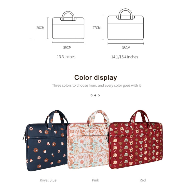 ST01DZ Lightweight Canvas Printed Laptop Bag, Size:14.1-15.4 inch(Flower Pink) by buy2fix