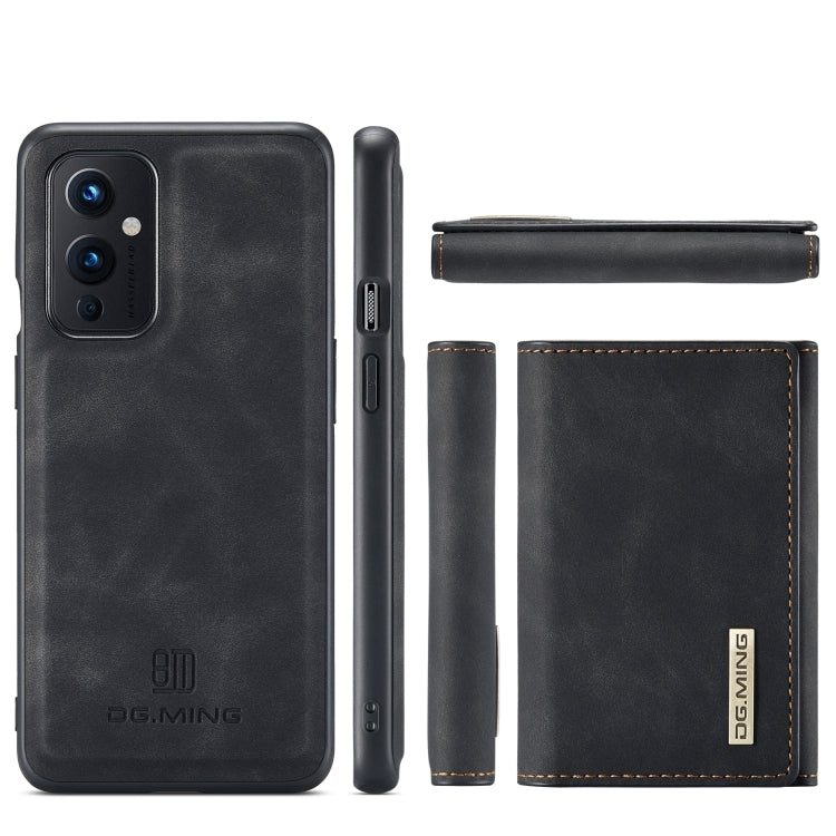 For OnePlus 9 (EU/NA) DG.MING M1 Series 3-Fold Multi Card Wallet Back Cover Shockproof Case with Holder Function(Black) - by DG.MING | Online Shopping UK | buy2fix