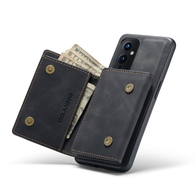 For OnePlus 9 (EU/NA) DG.MING M1 Series 3-Fold Multi Card Wallet Back Cover Shockproof Case with Holder Function(Black) - by DG.MING | Online Shopping UK | buy2fix