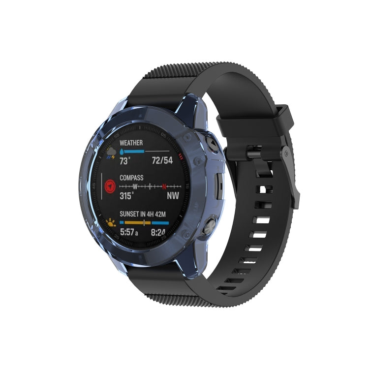 For Garmin Fenix 6 / 6 Pro Smart Watch Half Coverage TPU Protective Case(Transparent Blue) by buy2fix