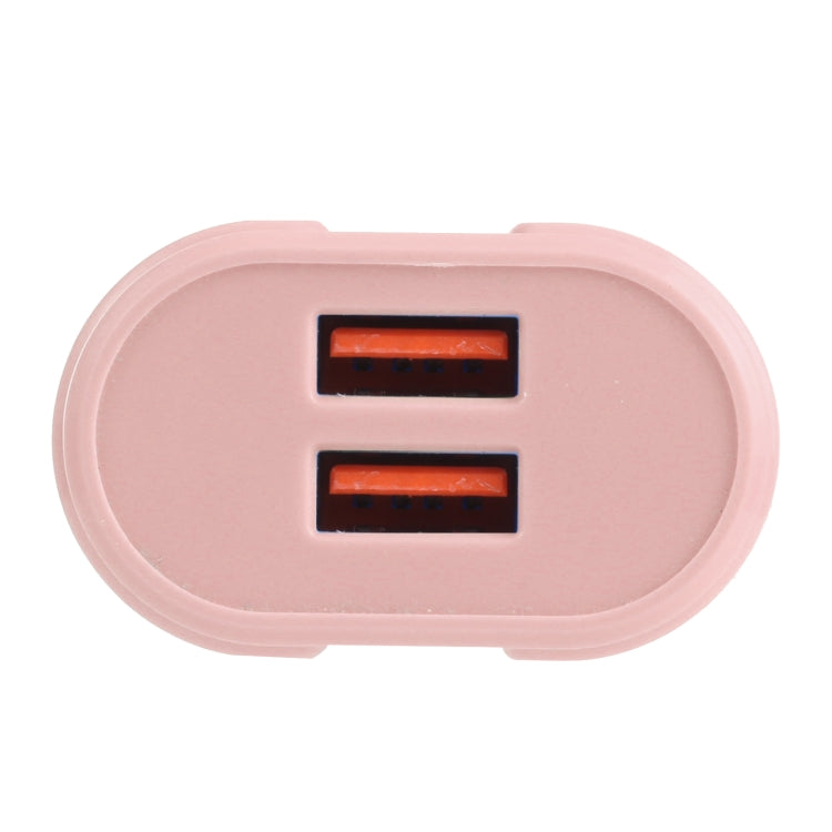 13-22 2.1A Dual USB Macarons Travel Charger, EU Plug(Pink) - USB Charger by buy2fix | Online Shopping UK | buy2fix