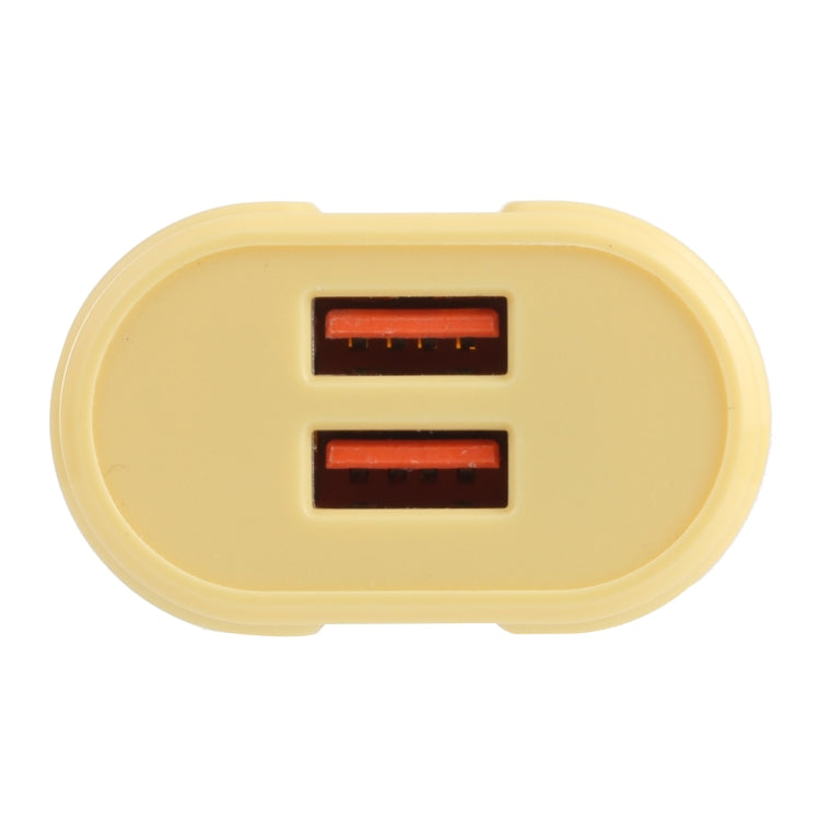 13-22 2.1A Dual USB Macarons Travel Charger, EU Plug(Yellow) - USB Charger by buy2fix | Online Shopping UK | buy2fix