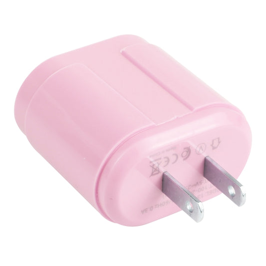13-22 2.1A Dual USB Macarons Travel Charger, US Plug(Pink) by buy2fix