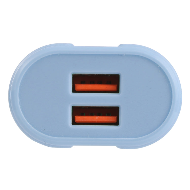 13-22 2.1A Dual USB Macarons Travel Charger, US Plug(Blue) - USB Charger by buy2fix | Online Shopping UK | buy2fix