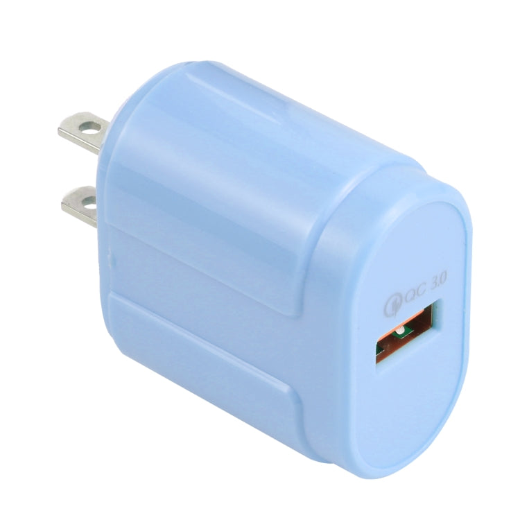 13-3 QC3.0 Single USB Interface Macarons Travel Charger, US Plug(Blue) - USB Charger by buy2fix | Online Shopping UK | buy2fix