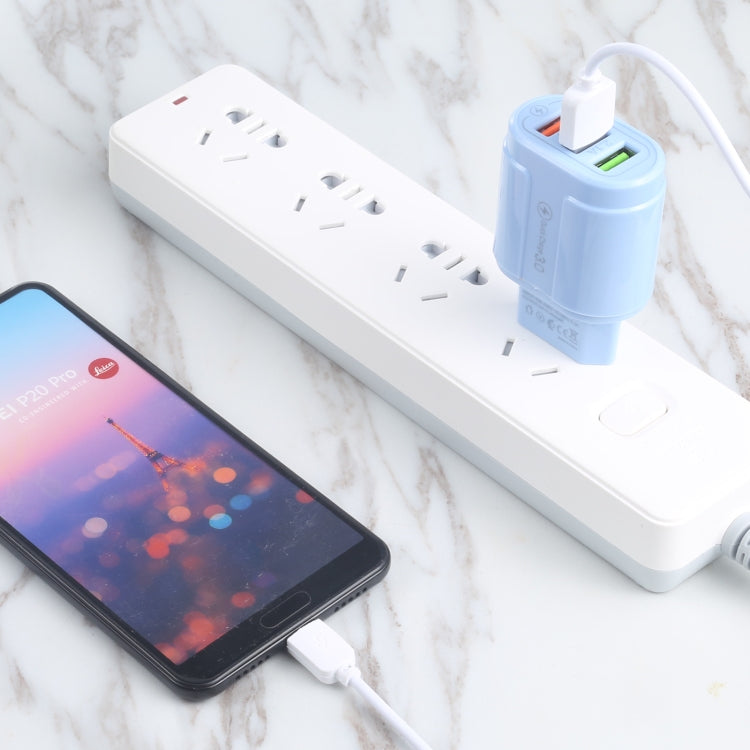13-222 QC3.0 USB + 2.1A Dual USB Ports Macarons Travel Charger, EU Plug(Green) - USB Charger by buy2fix | Online Shopping UK | buy2fix