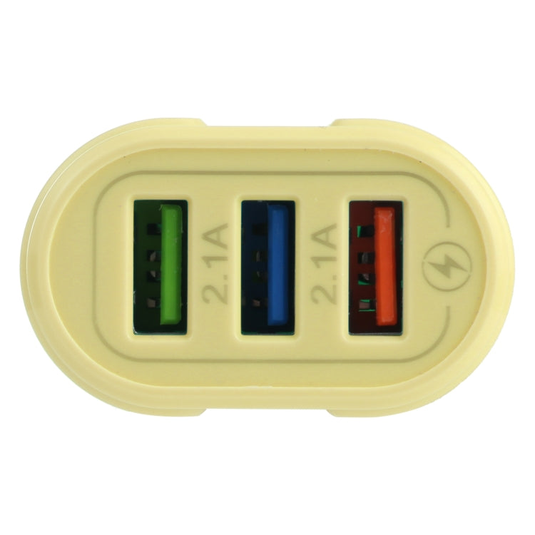 13-222 QC3.0 USB + 2.1A Dual USB Ports Macarons Travel Charger, EU Plug(Yellow) - USB Charger by buy2fix | Online Shopping UK | buy2fix