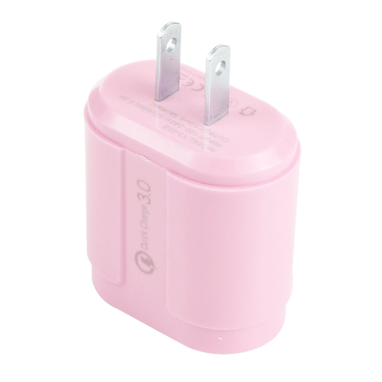 13-222 QC3.0 USB + 2.1A Dual USB Ports Macarons Travel Charger, US Plug(Pink) - USB Charger by buy2fix | Online Shopping UK | buy2fix