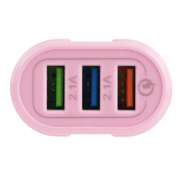 13-222 QC3.0 USB + 2.1A Dual USB Ports Macarons Travel Charger, US Plug(Pink) - USB Charger by buy2fix | Online Shopping UK | buy2fix